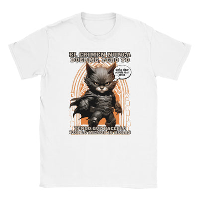 Camiseta unisex estampado de gato "Siesta de la Justicia" Michilandia | La tienda online de los fans de gatos