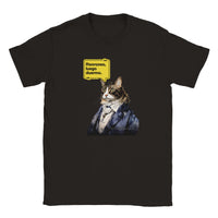 Camiseta júnior unisex estampado de gato "René Michi Descartes" Negro