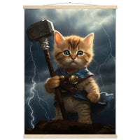 Póster semibrillante de gato con colgador "Mjölnir Felino" Gelato