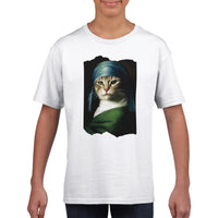 Camiseta Junior Unisex Estampado de Gato "Retrato Renacentista" Michilandia | La tienda online de los fans de gatos