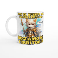 Taza blanca con impresión de gato 