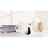 Taza blanca con impresión de gato "Sabrina y Salem en Boceto" Gelato