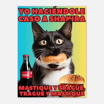 Panel de aluminio impresión de gato "Masticar y Tragar" Michilandia | La tienda online de los fans de gatos