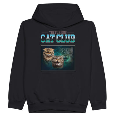 Sudadera con capucha júnior estampado de gato "El Club de los Gatos Furiosos" Michilandia