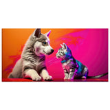 Lienzo de gato "Juego Pop Art Felino y Husky" Gelato