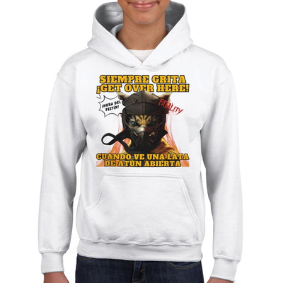 Sudadera con capucha júnior estampado de gato 