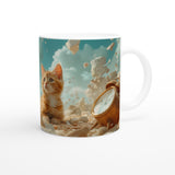 Taza Blanca con Impresión de Gato "Mirada Daliniana" Michilandia | La tienda online de los fans de gatos