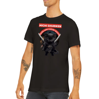 Camiseta unisex estampado de gato "Michi shuriken" Gelato