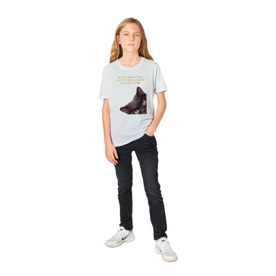 Camiseta Junior Unisex Estampado de Gato "Despertar Felino" Michilandia