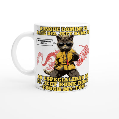 Taza blanca con impresión de gato 