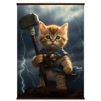 Póster semibrillante de gato con colgador "Mjölnir Felino" Gelato