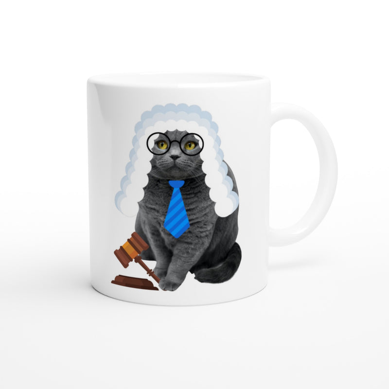 Taza Blanca con Impresión de Gato "Juez Miau" Michilandia | La tienda online de los fans de gatos