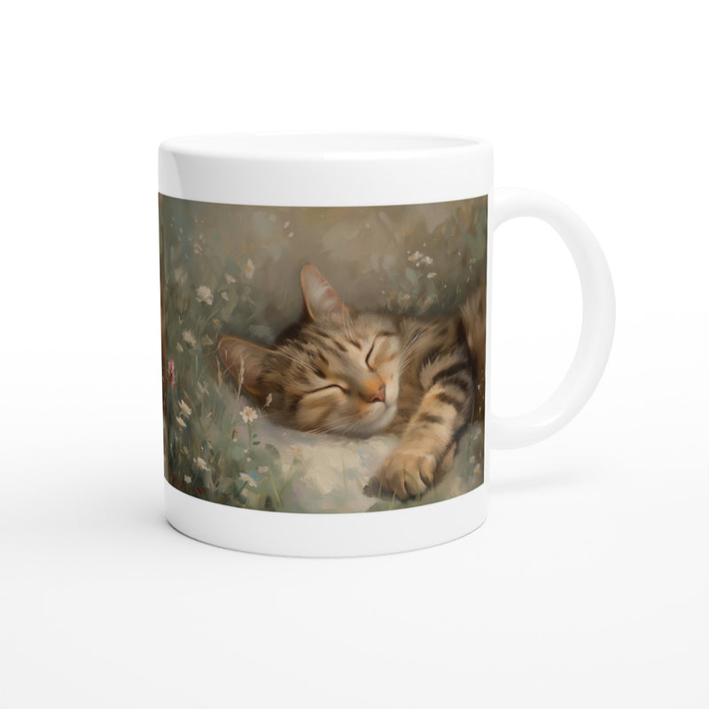 Taza Blanca con Impresión de Gato "Siesta Impresionista" Michilandia | La tienda online de los fans de gatos