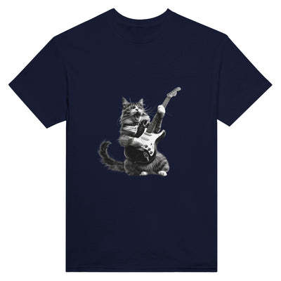 Camiseta Unisex Estampado de Gato "Rocker Miau" Michilandia | La tienda online de los fans de gatos