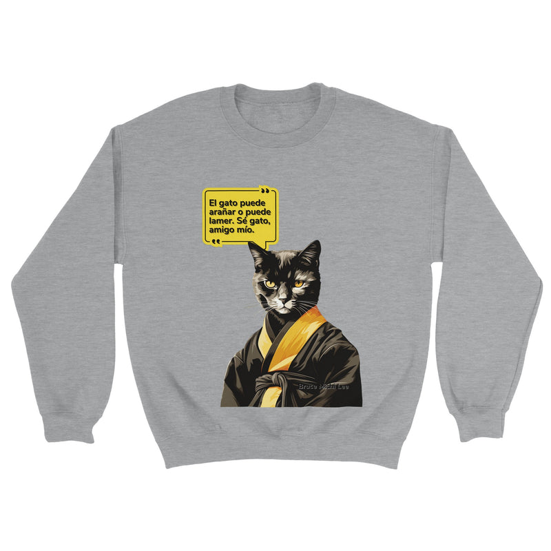 Sudadera unisex estampado de gato "Bruce Michi Lee" Michilandia | La tienda online de los amantes de gatos