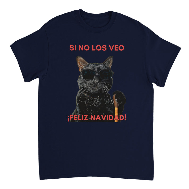 Camiseta Unisex Estampado de Gato "Navidad a Ciegas" Michilandia | La tienda online de los fans de gatos