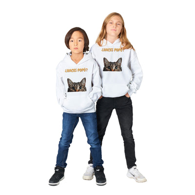 Sudadera con capucha júnior estampado de gato "Consulta Curiosa" Michilandia | La tienda online de los fans de gatos