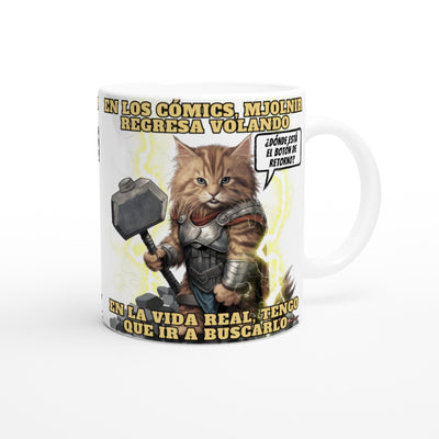 Taza Blanca con Impresión de Gato "El Trueno que Maulla" Michilandia | La tienda online de los amantes de gatos