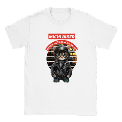 Camiseta unisex estampado de gato "Michi biker" Gelato