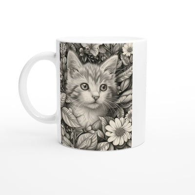 Taza Blanca con Impresión de Gato 