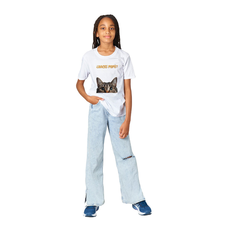 Camiseta Junior Unisex Estampado de Gato "Consulta Curiosa" Michilandia | La tienda online de los fans de gatos