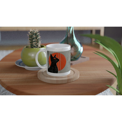 Taza Blanca con Impresión de Gato "Visión de Vanguardia" Michilandia | La tienda online de los fans de gatos