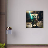 Póster semibrillante de gato con marco metal "Michi Yoda" Gelato