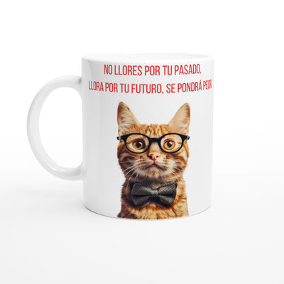 Taza Blanca con Impresión de Gato 