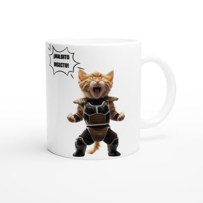 Taza Blanca con Impresión de Gato "Maldito insecto" Michilandia