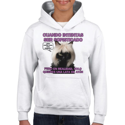 Sudadera con capucha júnior estampado de gato 