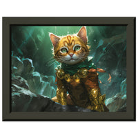 Póster semibrillante de gato con marco metal "Atlante Gatuno"