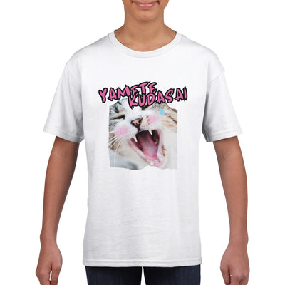 Camiseta júnior unisex estampado de gato 