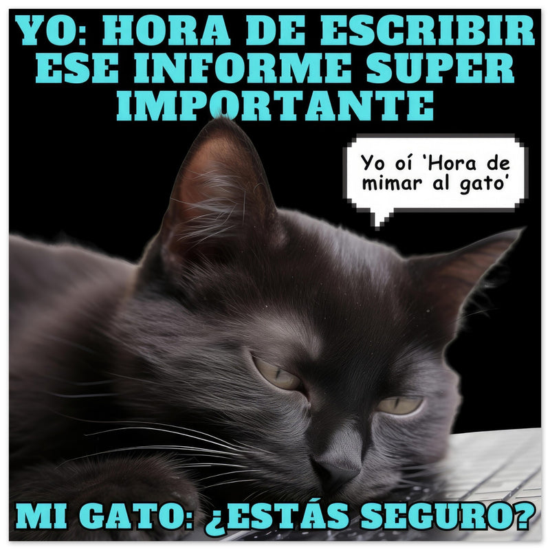 Panel de aluminio impresión de gato "Hora de mimar al gato" Michilandia | La tienda online de los amantes de gatos