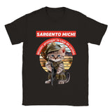 Camiseta unisex estampado de gato "Sargento michi" Gelato