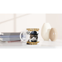 Taza Blanca con Impresión de Gato "Dilema de Gala" Michilandia | La tienda online de los fans de gatos