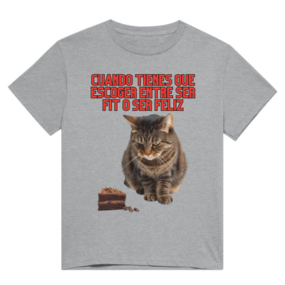 Camiseta Unisex Estampado de Gato "Fit o Feliz" Michilandia | La tienda online de los fans de gatos