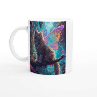 Taza Blanca con Impresión de Gato 