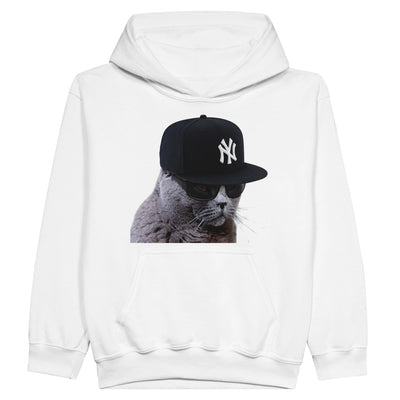 Sudadera con capucha júnior estampado de gato 