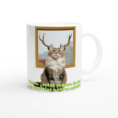 Taza Blanca con Impresión de Gato "Dudas de Miau" Michilandia | La tienda online de los fans de gatos