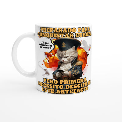 Taza Blanca con Impresión de Gato 