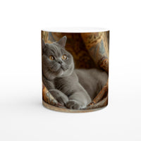 Taza Blanca con Impresión de Gato "Nobleza Felina" Michilandia | La tienda online de los fans de gatos