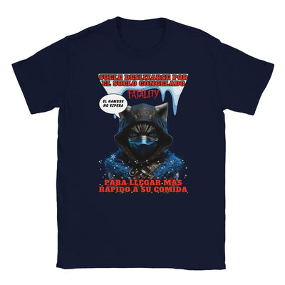 Camiseta unisex estampado de gato "Hambre Mortal" Michilandia | La tienda online de los amantes de gatos