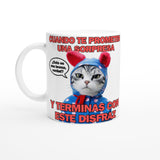 Taza Blanca con Impresión de Gato "Sorpresa Dudosa" Michilandia | La tienda online de los fans de gatos