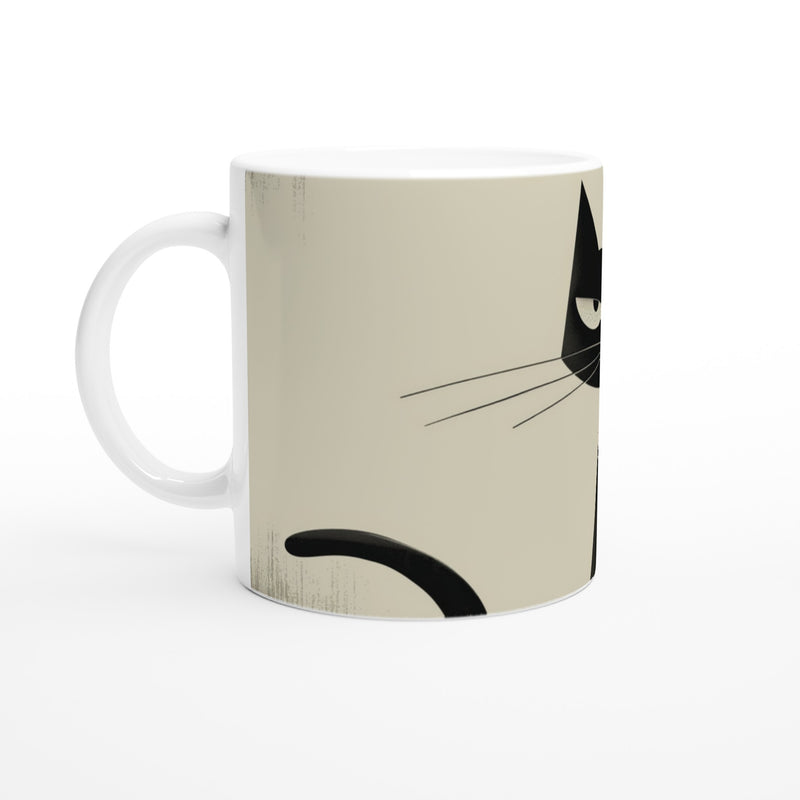 Taza Blanca con Impresión de Gato "Minimalismo Siamés" Michilandia | La tienda online de los fans de gatos