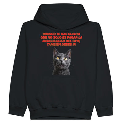 Sudadera con capucha júnior estampado de gato "Membership" Michilandia | La tienda online de los fans de gatos