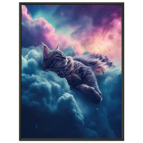 Póster Semibrillante de Gato con Marco Metal "Aurora Felina"