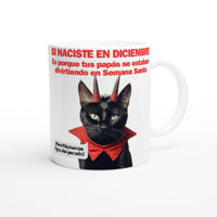 Taza Blanca con Impresión de Gato "Semana no muy Santa" Michilandia | La tienda online de los fans de gatos