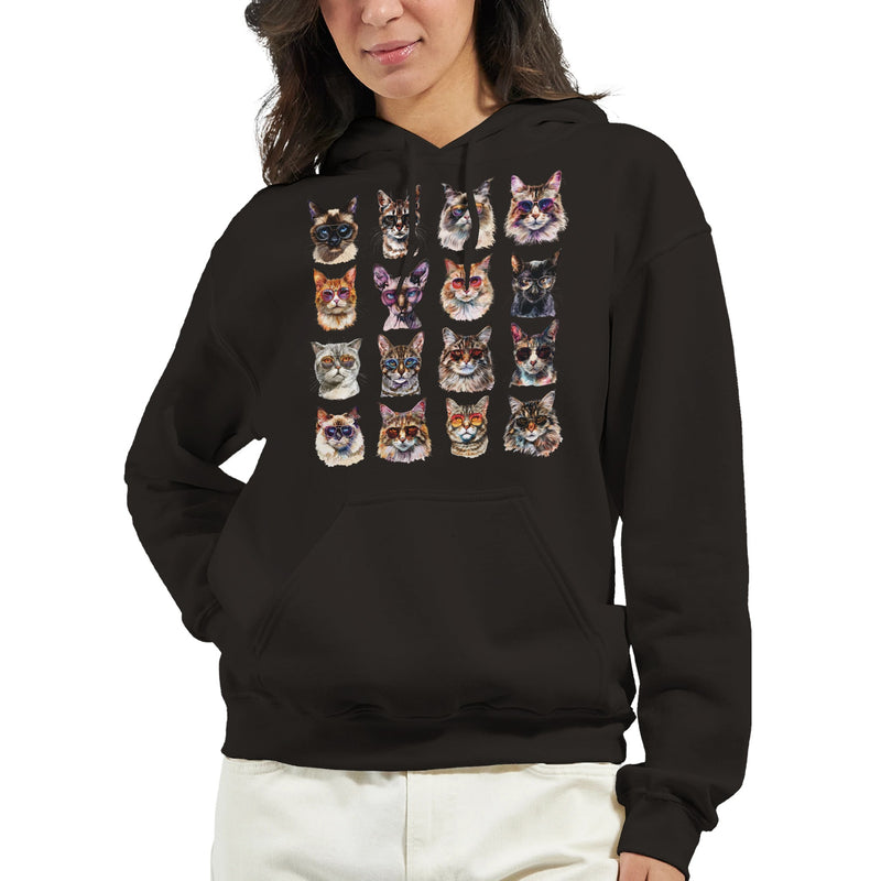 Sudadera con Capucha Unisex Estampado de Gato "Cool Cats" Michilandia | La tienda online de los fans de gatos