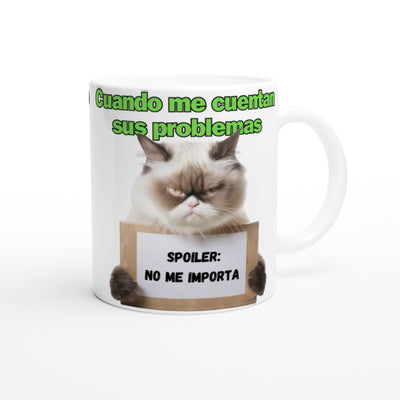 Taza Blanca con Impresión de Gato "Desinterés Felino" Michilandia | La tienda online de los fans de gatos