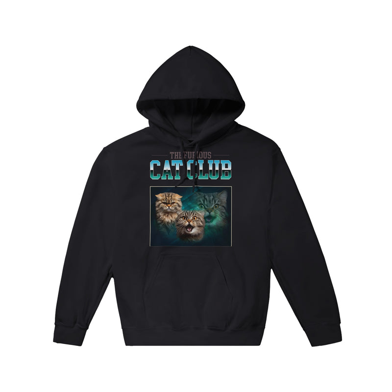 Sudadera con Capucha Unisex Estampado de Gato "El Club de los Gatos Furiosos" Michilandia